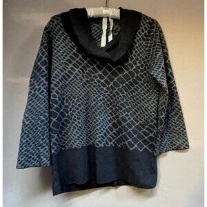 Classiques Entier Women Cashmere Wool Alpaca Cowl Neck Sweater Medium Gray Black